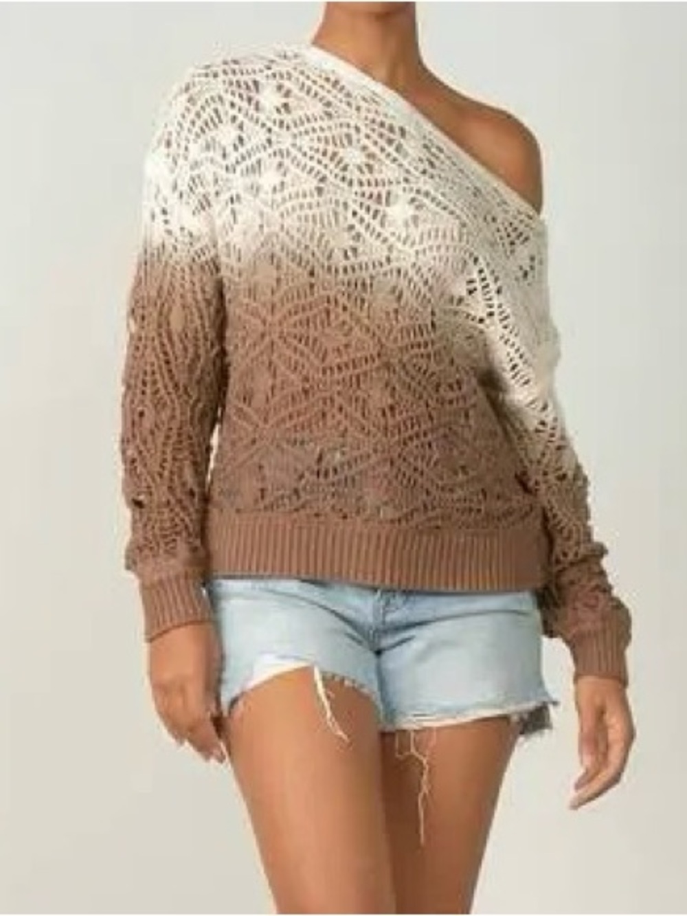 ✨ Elan Sophie Ombre Crochet Crop Sweater Boho Cotton Cottagecore S ✨